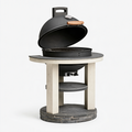 Barbecue de jardin 75 cm noir en métal avec couvercle et thermomètre style kamado