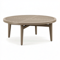 Table de jardin ronde 120 cm en plastique taupe style contemporain