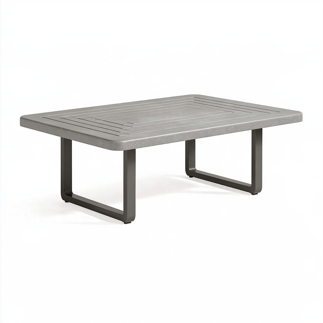 Table basse de jardin 120 x 70 x 40 cm aluminium gris style moderne