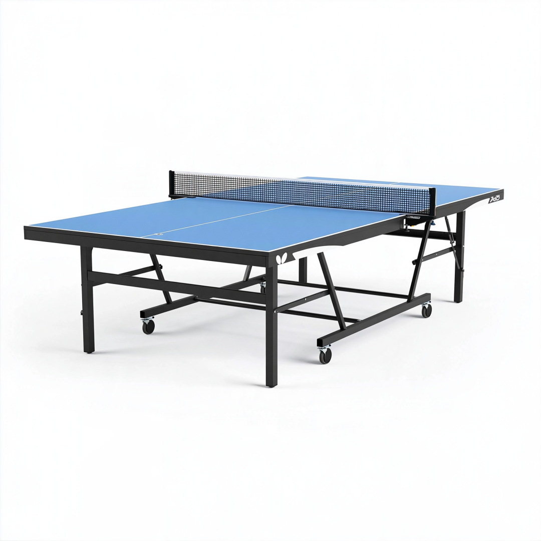 Table de tennis de table 274 x 152.5 x 76 cm en acier bleu pliable à roulettes