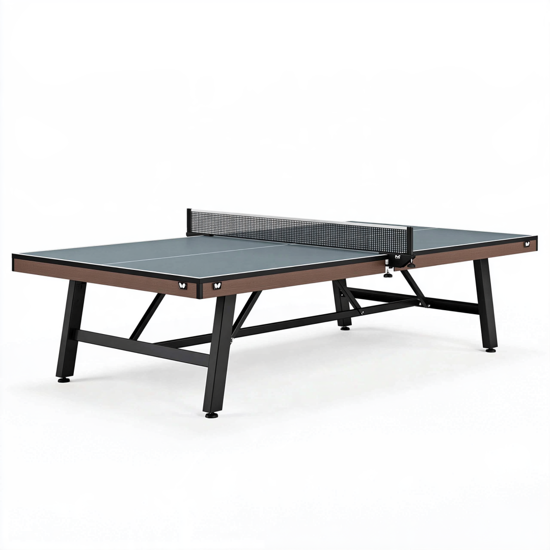 Table de tennis de table 274 x 152.5 x 76 cm en acier gris et marron style contemporain