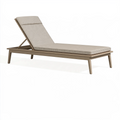 Bain de soleil 200 x 70 cm en métal taupe avec coussin textile dossier inclinable extérieur