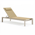 Transat 200 x 70 cm en métal et textile beige - dossier inclinable extérieur