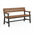 Banc de jardin 122 x 64 x 88 cm en bois brun et métal noir style industriel