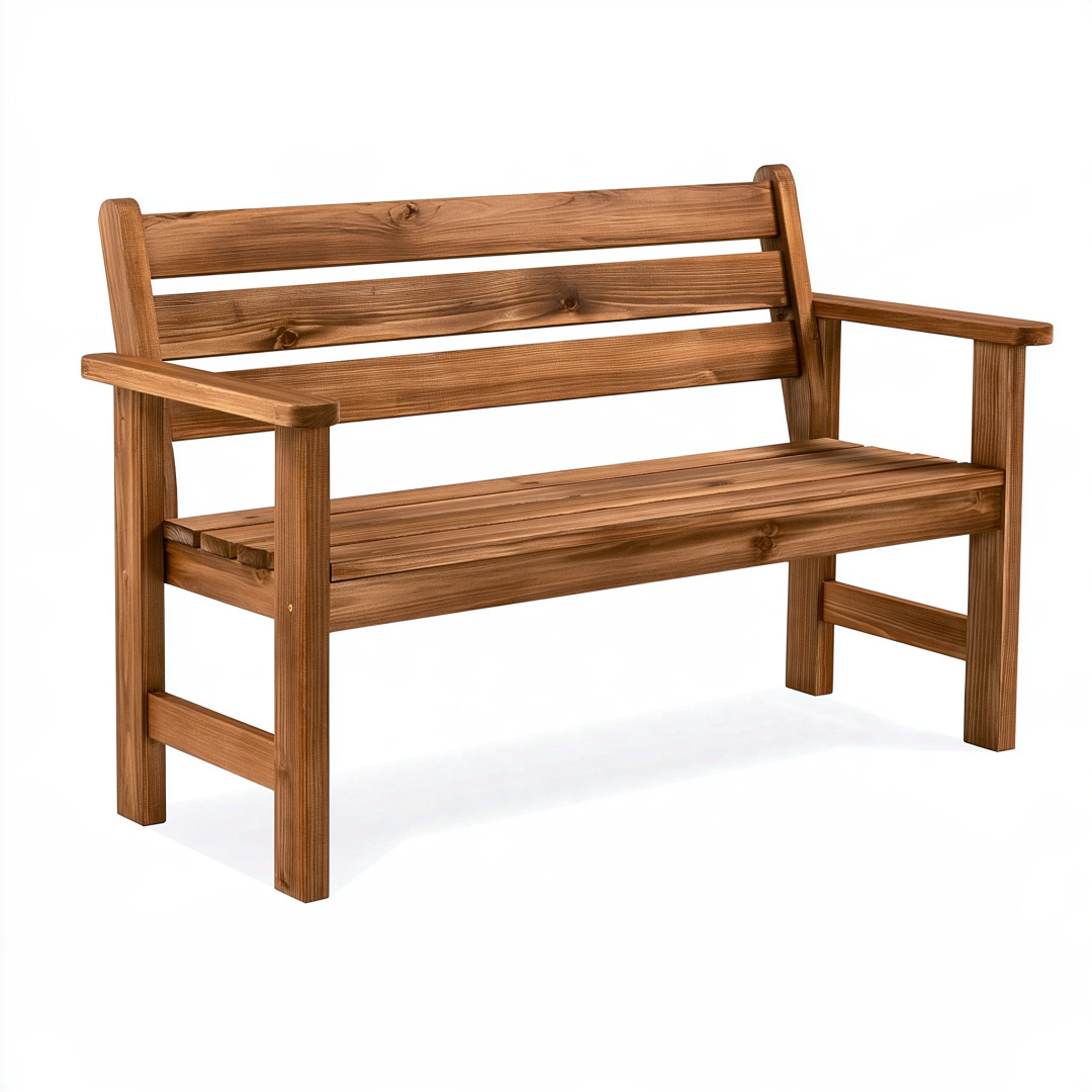 Banc de jardin 120 x 65 x 85 cm en bois brun - Style rustique avec accoudoirs
